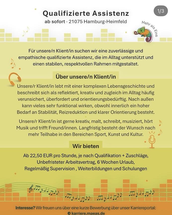 Bild 1 Qualifizierte Assistenz -21075 Hamburg-Heimfeld, ab 22,50 EUR/Stunde + Zuschläge