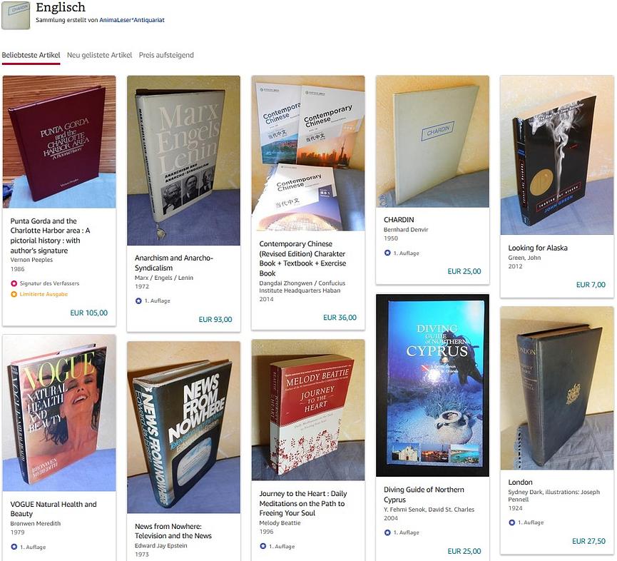 Bild 1 english antiquarian books - order in a soli-shop in Leipzig