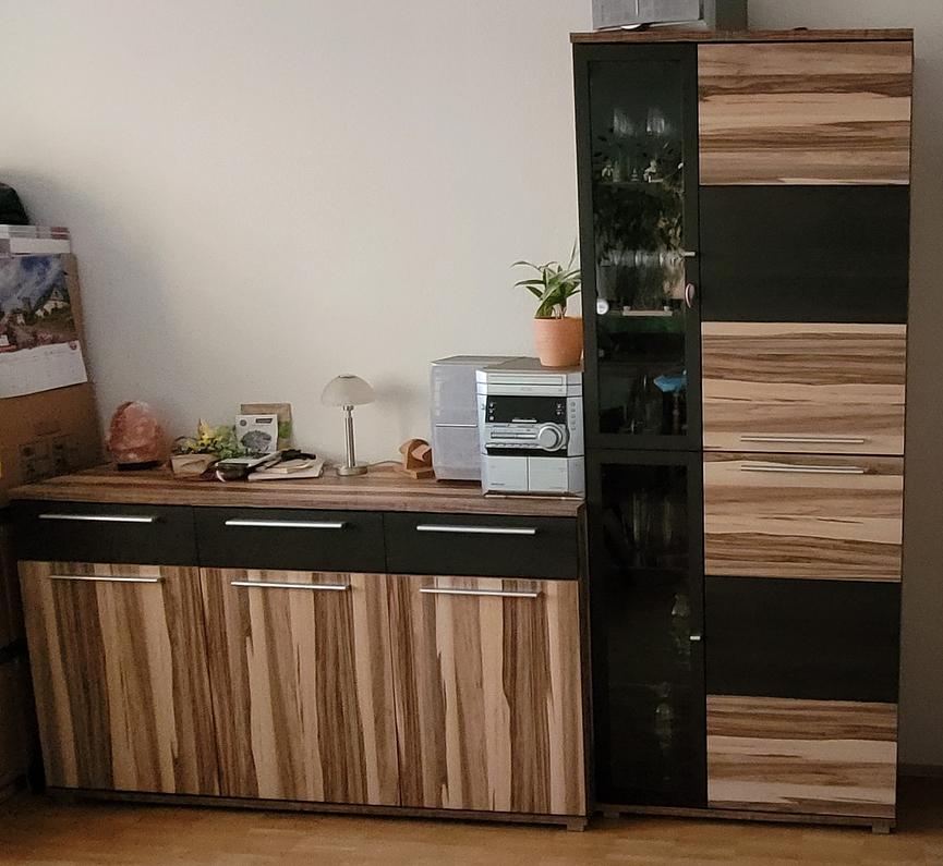 Bild 1 Vitrinenschrank, Sideboard, Wandboard, Sonoma-Eiche, Maße LxHxT 2,3 x 2,0 x 0,4