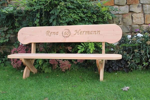 Bild 9 Gartenbank aus Lärche mit Gravur. Hochzeitsgeschenk. Rentners Geschenk.