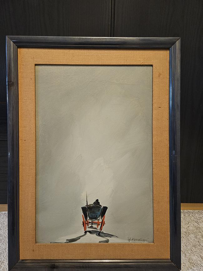 Bild 1 Original Ölgemälde von Umberto Verdirosi – „Kutsche im Nebel“ – Signiert