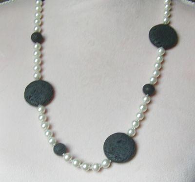 Bild 5 Perlen-Lavakette, Longkette, sportlich, chic und elegant