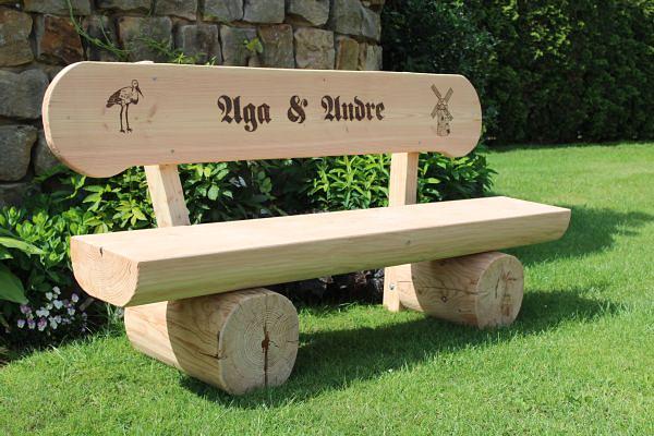 Bild 2 Jubiläumsgeschenk. Holzbank mit Gravur. Geburtstagsgeschenk.