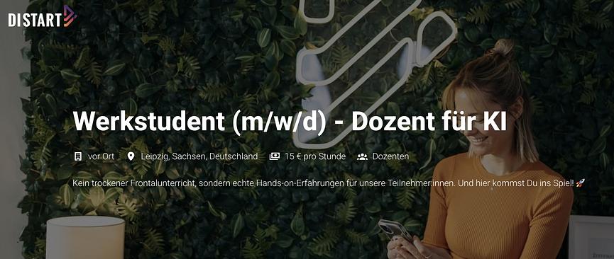 Bild 1 Distart sucht Werkstudenten - Dozent für KI