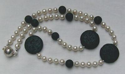 Bild 6 Perlen-Lavakette, Longkette, sportlich, chic und elegant