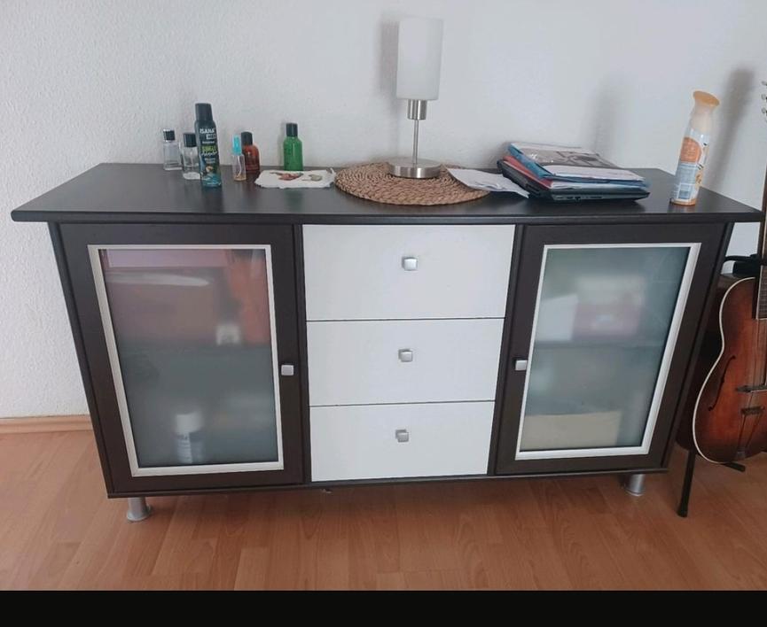 Bild 1 Schrank Sideboard braun weiß