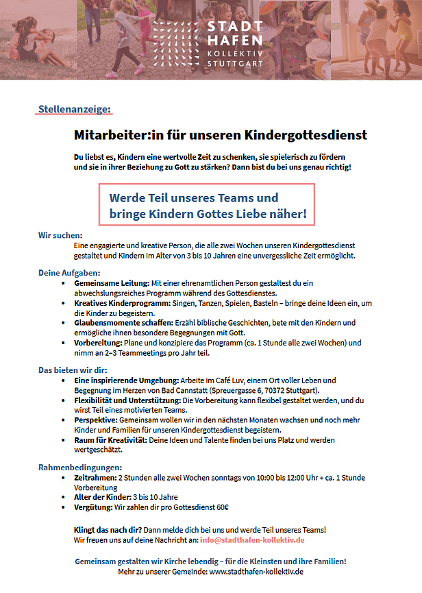 Bild 2 Minijob MitarbeiterIn für Kindergottesdienst in Bad Cannstatt