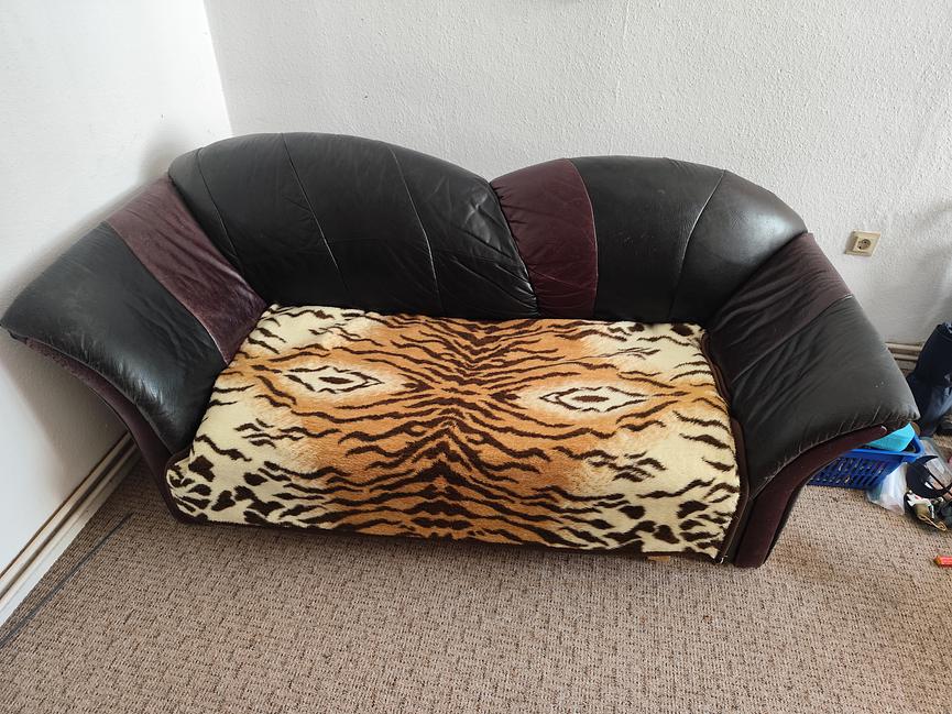 Bild 1 Ledersofa mit ausziehbarem Lattenrost