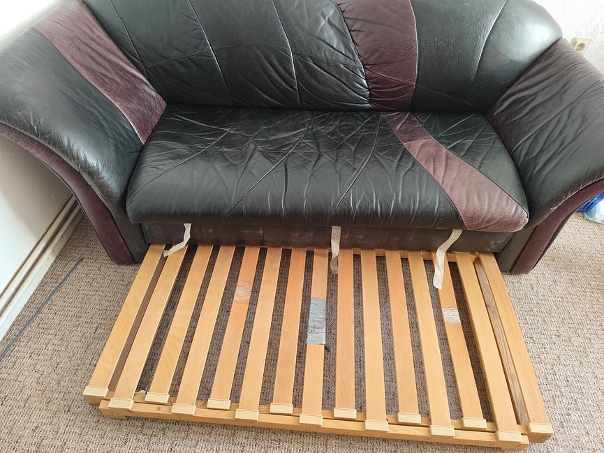 Bild 5 Ledersofa mit ausziehbarem Lattenrost