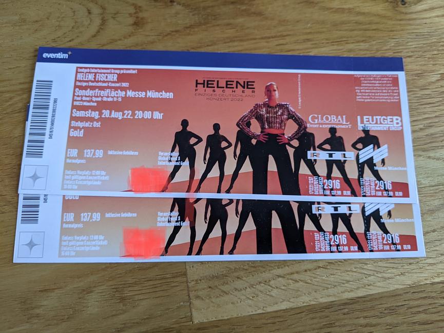 Bild 1 2 Tickets für  Helene Fischer München  20.08.