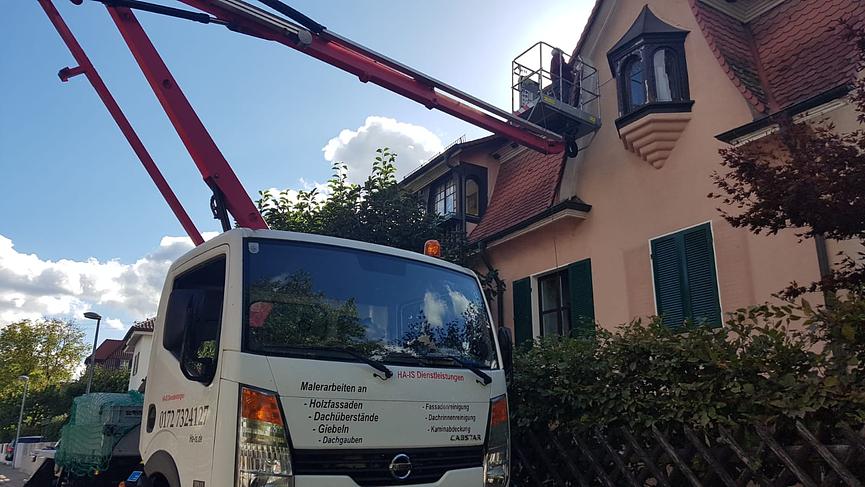Bild 10 Maler Arb. Haus u. Holzfassade Klinker Dachüberstand Ortsgang Giebel Traufe