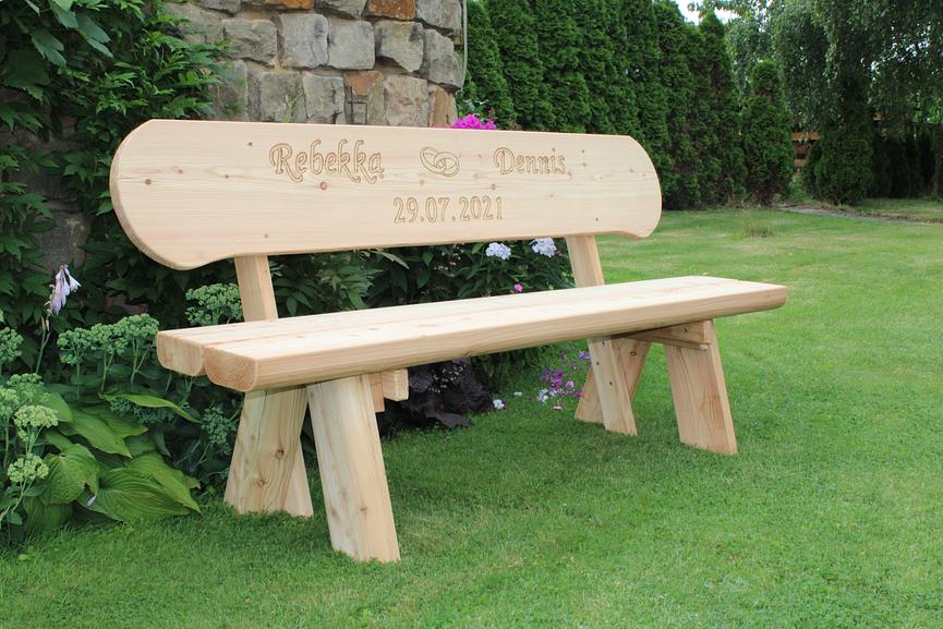 Bild 3 Gartenbank aus Lärche mit Gravur. Hochzeitsgeschenk. Parkbank.