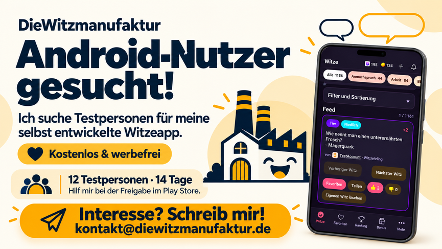 Bild 1 Witzeapp Tester (Android) gesucht!