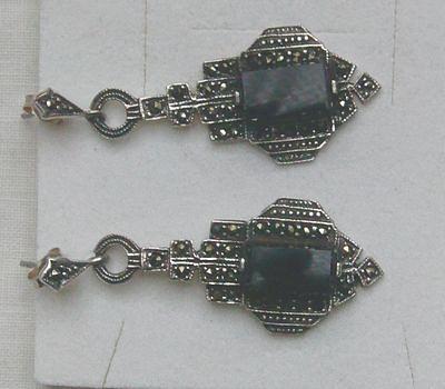 Bild 5 Ohrringe, 925 Silber mit Margasiten und den Onyx