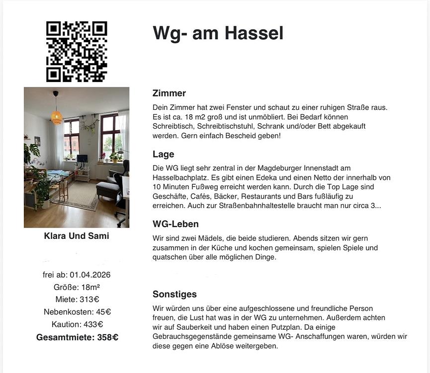 Bild 1 WG- am Hasselbachplatz sucht neuen Bewohner