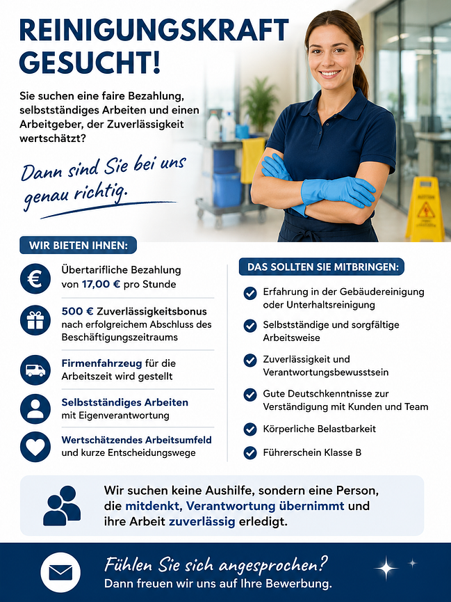 Bild 1 Erfahrene Reinigungskraft (m/w/d) gesucht Göhren-Lebbin und Umgebung