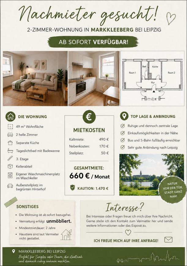 Bild 1 2 Zimmer- Wohnung in Markleeberg