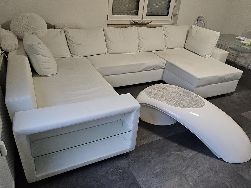 Bild 3 Wohnlandschaft  Weiß Sofa Couch  Ecksofa  ( Kunstleder )