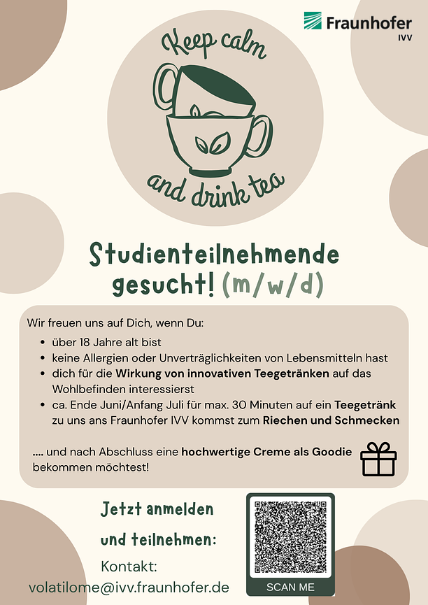 Bild 1 Teilnehmende für Konsumentenstudie Teegetränk gesucht