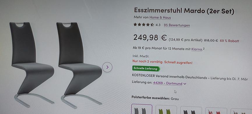 Bild 5 Esszimmer Stühle 4 Stck  "Schwinger" grau/  anthrazit