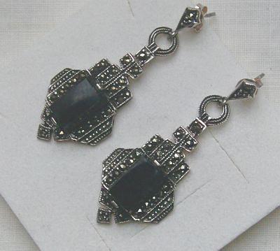 Bild 3 Ohrringe, 925 Silber mit Margasiten und den Onyx