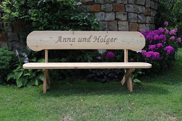Bild 4 Gartenbank aus Lärche mit Gravur. Hochzeitsgeschenk. Rentners Geschenk.