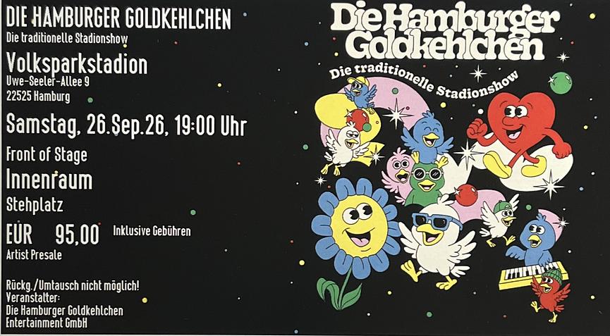 Bild 1 Ticket für die Hamburger Goldkehlchen im Volksparkstadion 26.09.2026