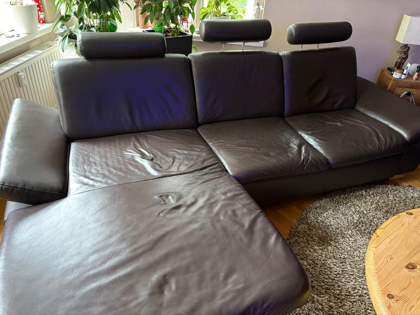Bild 2 Ledercouch mit Ottomane – zu verschenken, Leipzig