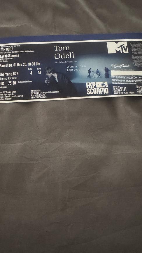 Bild 1 Tom Odell Ticket