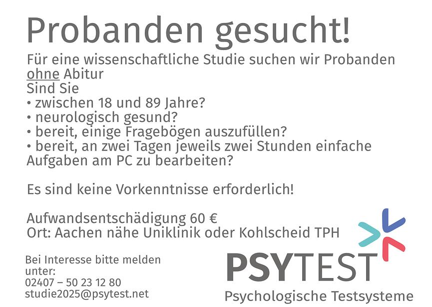 Bild 1 Probanden für Studie gesucht - 60 € Aufwandsentschädigung