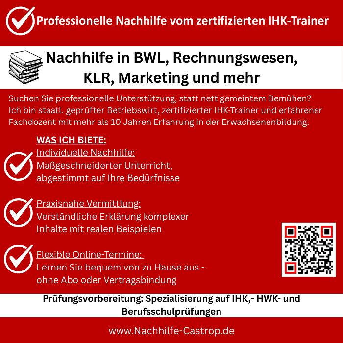 Bild 1 Nachhilfeunterricht in BWL, REWE und KLR