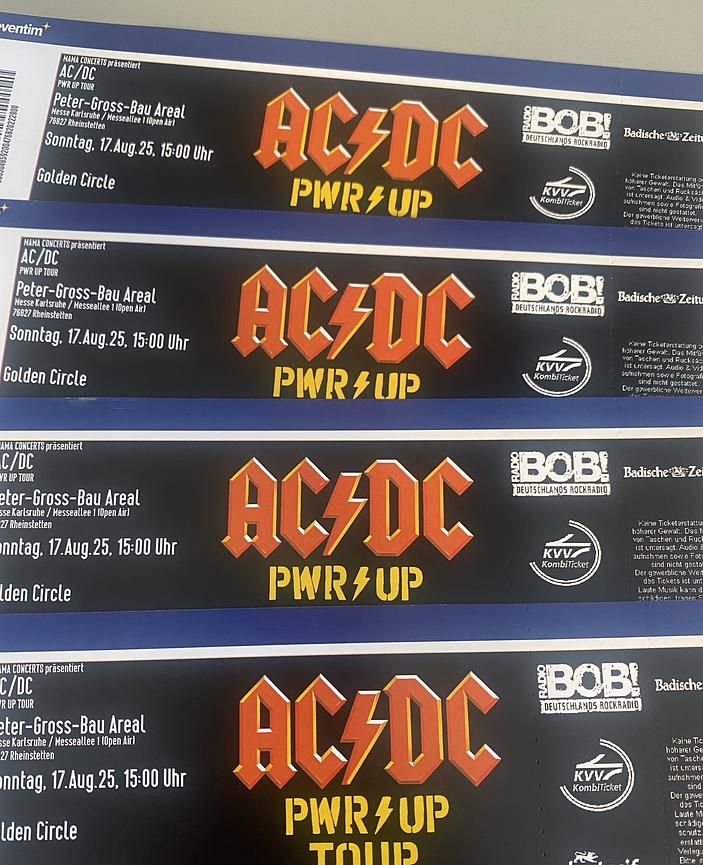 Bild 1 4x AC DC Tickets GOLDEN CIRCLE Karlsruhe Rheinstetten 17.08.2025