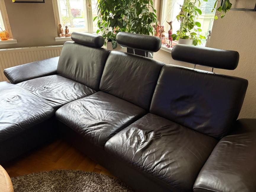 Bild 8 Ledercouch mit Ottomane – zu verschenken, Leipzig