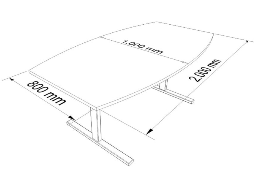 Bild 3 Büro Konferenztisch 200 × 100 cm Weiß – Besprechungstisch