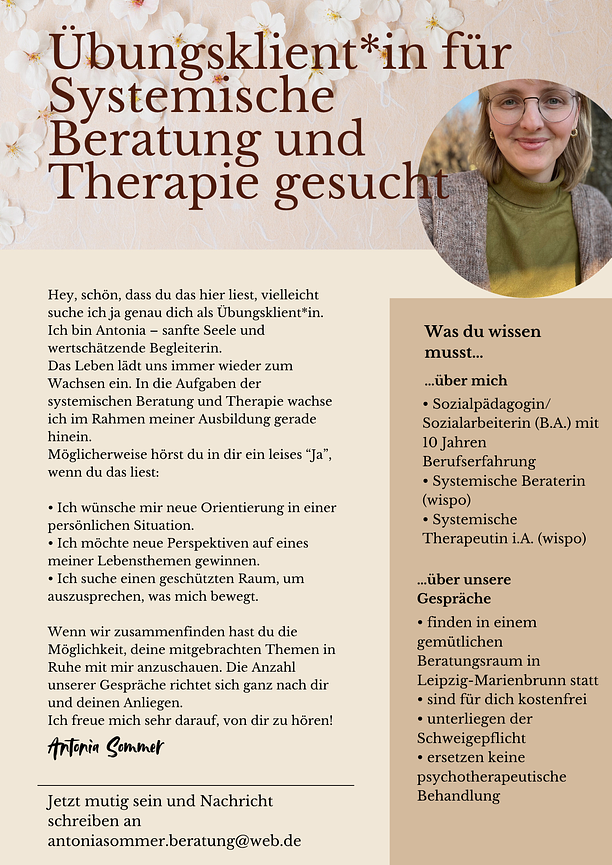 Bild 1 Übungsklient*in Systemische Beratung gesucht