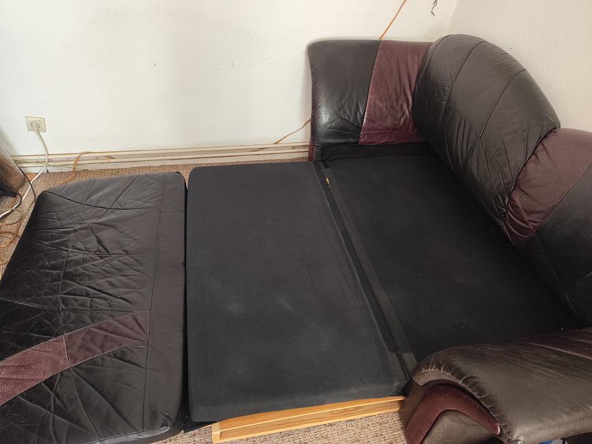 Bild 2 Ledersofa mit ausziehbarem Lattenrost