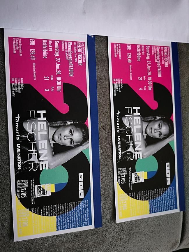 Bild 1 2 Tickets Helene Fischer 27.06.26 Köln
