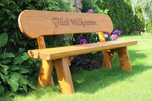 Bild 3 Gartenbank aus Lärche mit Gravur. Hochzeitsgeschenk.  Frühlingsgeschenk.