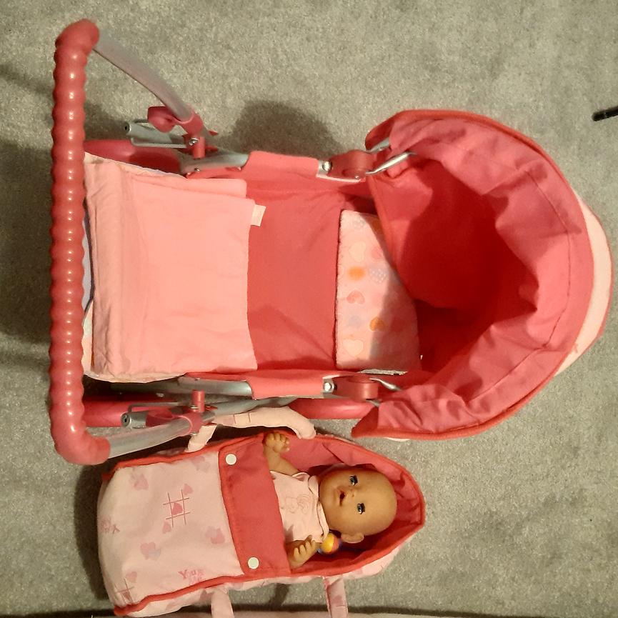 Bild 2 Roter Puppenwagen mit BabyBorn-Puppe