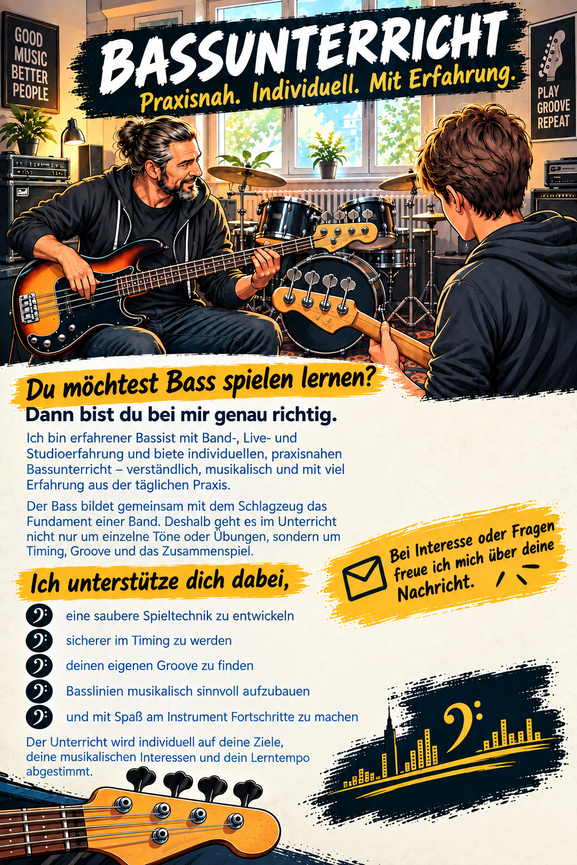 Bild 1 Biete praxisnahen Bassunterricht
