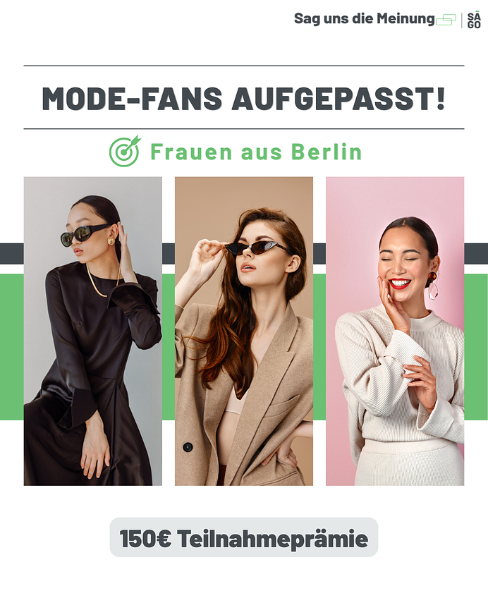 Bild 1 150€ Prämie für Frauen aus Berlin: Studie zum Thema Mode