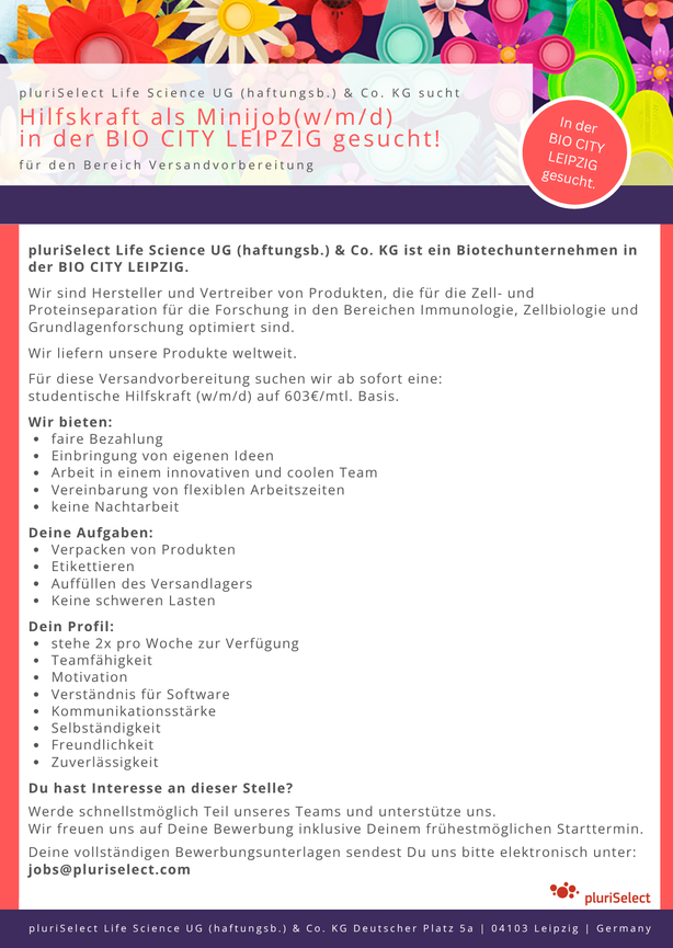 Bild 2 Hilfskraft als Minijob(w/m/d) in der BIO CITY LEIPZIG gesucht!
