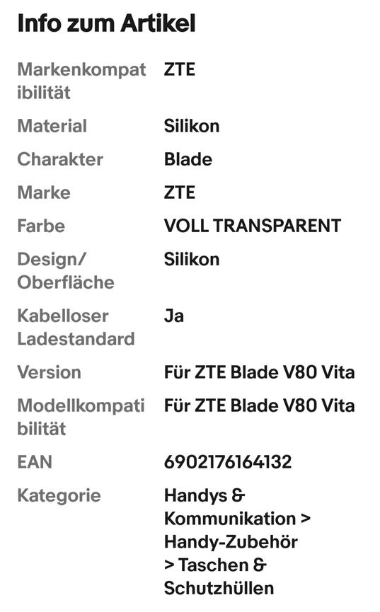 Bild 5 Hülle für ZTE Blade V80 Vita Schutzhülle Cover Case TPU Handy Ultra Slim Bumper