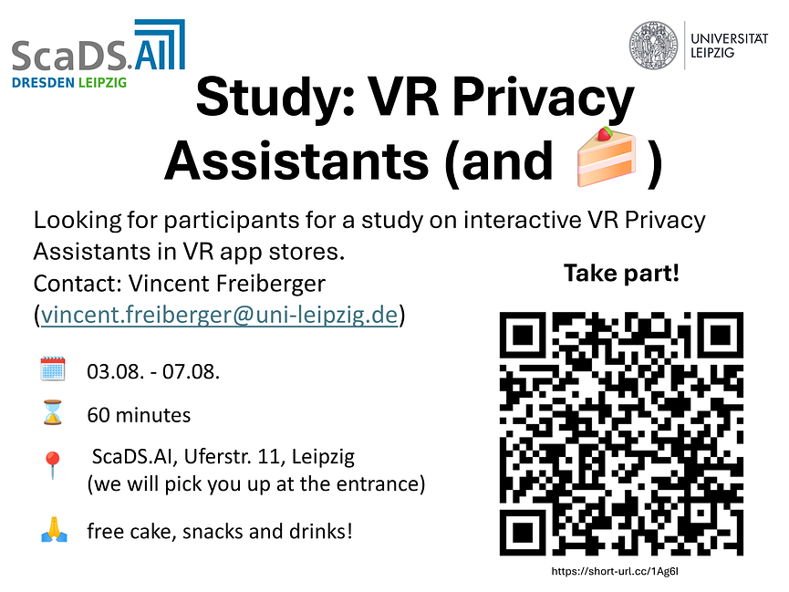 Bild 1 Teilnehmende für Studie zu Datenschutzassistenten in Virtual Reality gesucht