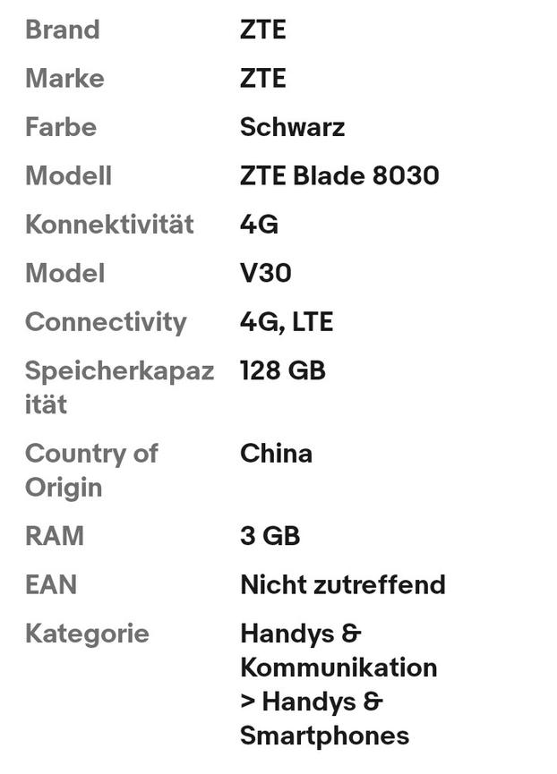 Bild 7 ZTE Blade V30 Vita 128GB Black 4G LTE Dual Sim Unlocked Smartphone, Handyhülle