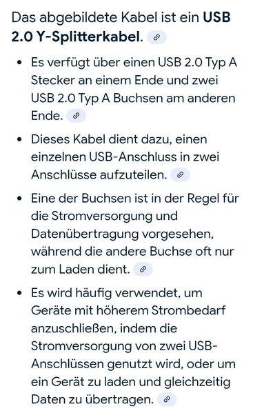 Bild 2 Kabel USB Typ A Stecker zu 2 x USB Typ A Buchse Y-Splitter Ladekabel