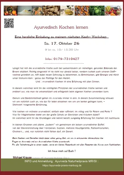 Bild 1 Ayurvedisch Kochen lernen - ein spannender Ayurveda Koch-Workshop  Sa. 17.10.