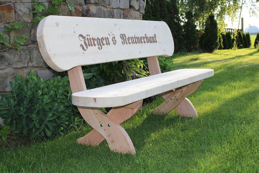 Bild 18 Gartenbank mit Scherenfüße. Hochzeitsgeschenk. Rentners Geschenk.