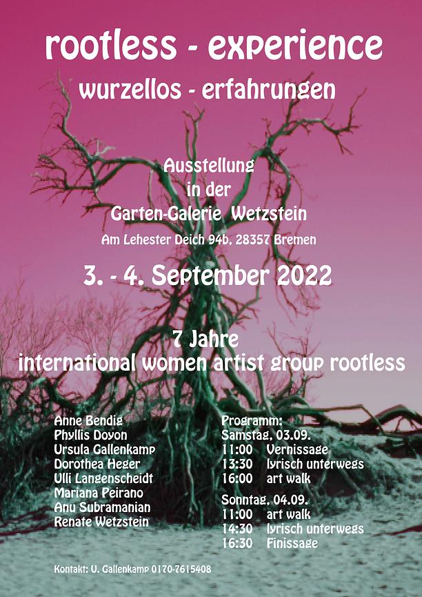 Bild 1 rootless experience   wurzellos Erfahrungen Ausstellung 3.-4.09.