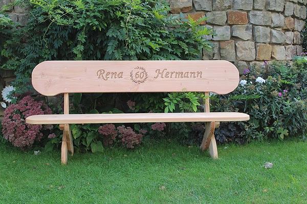 Bild 10 Gartenbank aus Lärche mit Gravur. Hochzeitsgeschenk. Rentners Geschenk.